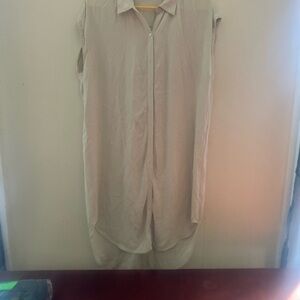 Sleeveless Beige Button-Up Dress